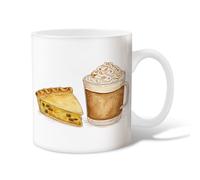 Pie Ceramic Coffee Mug, Fall Cozy Coffee Whipped Cream Fall Brown Novelty Hot Chocolate Mug with Handle Gift for Friends Family Lovers Eldership Senior Co-Worker 15 Oz