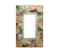 Pie Kitchen Single Rocker Light Switch Cover, Rustic Farmhouse Flower Leaf Fall Green Plastic Standard Size Decorative Wall Plates for Home Living Room Bedroom Bathroom Decor