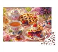 Pie Tea Flowers 1000pcs For Adults Mini Puzzle Challenging | 38x26cm Cardboard Living Room Decor Durable Structure Birthday Gift Stress Relief