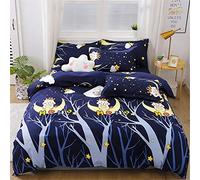Piece Duvet Cover Sets, Cartoons Print Microfiber Bedding Set with 1 Zipper Quilt Cover, 1 Flat Sheet and 2 Pillowcases for Bedroom Single King Size Bed