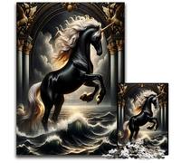 Piece Jigsaw Puzzle Black And Gold Unicorn Wooden Jigsaw Puzzles for Home Decor Ideal ChristmasNew Year Gift for Teenagers 1000 PCS(75x50cm)