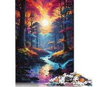 尺寸 Piece Jigsaw Puzzle Game Colorful Psychedelic Forest Jigsaw Puzzles for Adults Wooden Puzzles Challenging To Complete But Fun And Humorous 500pcs (52x38cm)