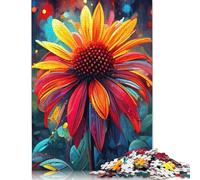 尺寸 Piece Jigsaw Puzzle Game The Colorful Psychedelia of Western Coneflower Jigsaw Puzzle for Adults Wooden Puzzles Educational Game Challenge Toy 1000pcs (75x50cm)