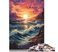 尺寸 Piece Jigsaw Puzzles Colorful And Fantastic Sunset Beach Puzzle for Adults Wooden Jigsaw Good Gift for Adults Kids 1000pcs (75x50cm)