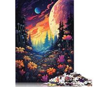 尺寸 Piece Jigsaw Puzzles Colorful And Psychedelic Space Garden Flowers Jigsaw Puzzles for Adults Wood Puzzle Challenging Game 1000pcs (75x50cm)