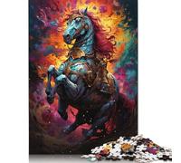 尺寸 Piece Jigsaw Puzzles Fantasy Colorful War Horse Puzzle for Adults Wooden Jigsaw Good Gift for Adults Kids 1000pcs (75x50cm)