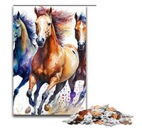 Piece Jigsaw Puzzles for Adults Watercolor Horse Running Impossible Jigsaw Puzzles for Adults Birthday Gift Idea Challenging Brain Teaser Game 1000 PCS(75x50cm)