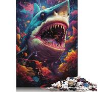 尺寸 Piece Jigsaw Puzzles The Colorful Psychedelia of Mutated Sharks Jigsaw Puzzles for Adults Wood Puzzle Challenging Game 1000pcs (75x50cm)