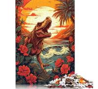 尺寸 Piece Jigsaw Puzzles Tyrannosaurus Rex And Sunset Ocean5 Puzzle for Adults Wooden Jigsaw Good Gift for Adults Kids 1000pcs (75x50cm)