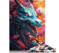 尺寸 Piece Puzzle Colorful Psychedelic Dragons And Cherry Blossoms Japan Puzzles for Wooden Puzzles Learning Educational Toy 1000pcs (75x50cm)