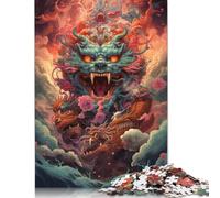 尺寸 Piece Puzzle For Adults Colorful Psychedelic Chinese Dragon on The Sky3 Puzzles for Adults & Kids Wooden Puzzles Family Decoration 500pcs (52x38cm)
