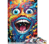 尺寸 Piece Wooden Jigsaw Puzzle Colorful Psychedelic Monster Jigsaw Puzzle Wooden Puzzles Educational Game 500pcs (52x38cm)