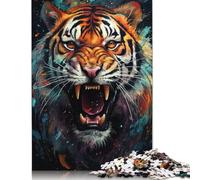 尺寸 Piece Wooden Jigsaw Puzzle Tiger_Spirit_colorf Jigsaw Puzzle Wooden Puzzles Educational Game 500pcs (52x38cm)