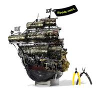 Piececool 3D Metal Puzzles for Adults, The Queen Anne's Revenge Pirate Ship Model Kits with DIY Tools Set, Metal Models Building Craft Kits, Creative Gifts Home Decor.