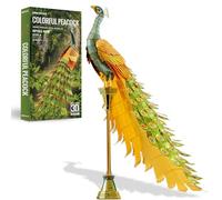 Piececool 3D Puzzle Metal Colorful Peacock, Animal Craft Model Kits for Adults to Build, 3D Puzzles Adult Teens for 304 Stainless Steel, Ideal as Gifts, Home Decoration, DIY, 100 Pieces