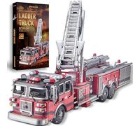 Piececool 3D Puzzle Metal Ladder Truck, Classic Transportation Fire Engine Craft Model Kits for Adults to Build, 3D Puzzles Adult Teens for Stainless Steel, Gift, Decoration, Collection, 354 Pieces