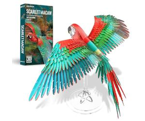 Piececool 3D Puzzle Metal Macaw Parrot, Animal Craft Model Kits for Adults to Build, 3D Puzzles Adult Teens for 304 Stainless Steel, Ideal as Gifts, Home Decoration, DIY, 83 Pieces