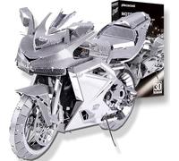 Piececool 3D Puzzle Metal Silver Motorcycle, Classic Transportation Craft Model Kits for Adults to Build, 3D Puzzles Adult Teens for 304 Stainless Steel, Ideal as Gifts, Home Decoration, 72 Pieces