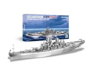 Piececool 3D Puzzle Metal USS Missouri BB-63 Silver, War Machinery Warship Craft Model Kits for Adults to Build, 3D Puzzles Adult Teens for 304 Stainless Steel, Home Decoration, 155 Pieces