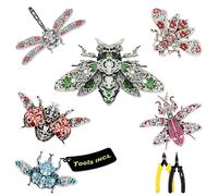 Piececool 3D Puzzles for Adults, 6pcs/Lots Insect Themed Brooches Metal Models Building Kits, Interesting Assembling Crafts Set with Tools for Beginners, Great Gifts