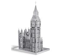 Piececool 3D Puzzles for Adults Metal Big Ben Model Kit, The Clock Tower London Architecture Building Kit, STEM Toys for Teens Boys, Great Halloween, 49Pcs Silver