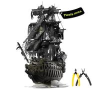 Piececool Metal 3D Puzzle Flying Dutchman with Tool, Pirate Ship Model Kits for Adults to Build, 304 Stainless Steel, Assembly is required, Difficulty level 4