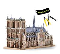 Piececool Metal 3D Puzzle Notre Dame de Paris with Tool, Model Kits for Adults to Build, 304 Stainless Steel, Assembly is required, Difficulty level 5