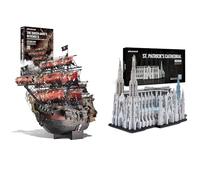 Piececool Metal 3D Puzzle Queen Anne's Revenge Ⅱ + St. Patrick's Cathedral Set, Model Kits for Adults to Build