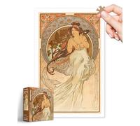 PieceRelax 1000 Pieces Plastic Jigsaw Puzzle for Adults - Alphonse Mucha - The Arts - Music - Challenging Extra Small Pieces, No Mat Needed, Relaxation & Gift [H3619]