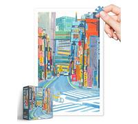 PieceRelax 1000 Pieces Plastic Jigsaw Puzzle for Adults - Grace Helmer - Japanese Street - Challenging Extra Small Pieces, No Mat Needed, Relaxation & Gift [H3396]