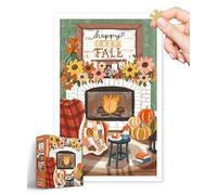 PieceRelax 1000 Pieces Plastic Jigsaw Puzzle for Adults - Olivia Gibbs - Cozy Autumn Fireplace - Challenging Extra Small Pieces, No Mat Needed, Relaxation & Gift [H3651]