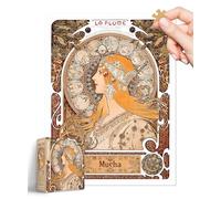 PieceRelax 1200-Piece Plastic Jigsaw Puzzle for Adults - Alphonse Mucha - Zodiac - Challenging Extra Small Pieces, No Mat Needed, Relaxation & Gift [H3638]