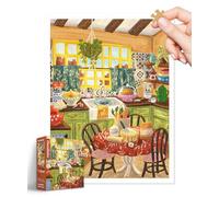 PieceRelax 1200-Piece Plastic Jigsaw Puzzle for Adults - Olivia Gibbs - Green Kitchen Sunlight - Challenging Extra Small Pieces, No Mat Needed, Relaxation & Gift [H3649]