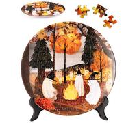 PieceRelax 3D Puzzle Plate 124 Pieces - Katherine Blower - Autumn Bonfire, Decorative Jigsaw for Home & Gift [PL1022]