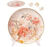 PieceRelax 3D Puzzle Plate for Adults 124 Pieces - Peony Blossom Elegance, Home Decor & Creative Gift for Mum and Women [PL1008]