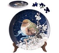 PieceRelax 3D Puzzle Plate for Adults 124 Pieces - Phoenix Chan - Bird on Plum Branch, Decorative Jigsaw for Home & Gift for Mum [PL1007]