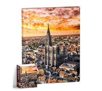 PieceRelax Canvas Wall Art Puzzles for Adults - Henry Do Strasbourg Cathedral, France Unique Gift & Home Décor with Plastic Jigsaw Puzzle Artwork for Living Room Bedroom [HN1312]