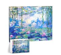 PieceRelax Canvas Wall Art Puzzles for Adults - Monet - Water Lilies Unique Gift & Home Décor with Plastic Jigsaw Puzzle Artwork for Living Room Bedroom [HN1431]