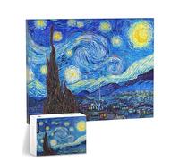 PieceRelax Canvas Wall Art Puzzles for Adults - Vincent van Gogh - The Starry Night Unique Gift & Home Décor with Plastic Jigsaw Puzzle Artwork for Living Room Bedroom [HN1306]