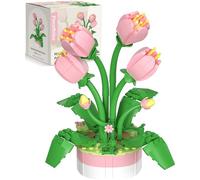 PieceRelax Flower Bouquet Building Decoration Set - Artificial Flowers Mini Bricks Age 16+ Potted Tulip Home Accessories or Best Gift Valentine Décor for Him and Her Botanical for Adults [KZ1030]