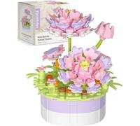 PieceRelax Flower Building Decoration Set - Mini Bricks Potted Lotus - Home Accessories Decor & Creative Gift for Mum and Women [KZ1027]