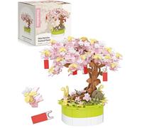 PieceRelax Flower Building Decoration Set - Mini Bricks Potted Wishing Tree - Home Accessories Decor & Creative Gift for Mum and Women [KZ1590]