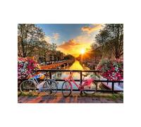 PieceRelax PieceClicks Plastic Jigsaw Puzzles for Adults 1000 Pieces Amsterdam Cityscape Puzzle Beautiful Sunrise over Amsterdam - 25.2 x 18.9 Inches, Sunrise Canal Landscape Jigsaw Puzzle [U1138]