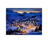 PieceRelax PieceClicks Plastic Jigsaw Puzzles for Adults 1000 Pieces - Beautiful Dusk in French Alps Resort - 25.2 X 18.9 Inches, Most Satisfying Table Games, No Glue Needed [U1139]