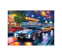 PieceRelax PieceClicks Plastic Jigsaw Puzzles for Adults 1000 Pieces - Bigelow Illustrations - Rain on the Boulevard - 25.2 X 18.9 Inches, Most Satisfying Table Games, No Glue Needed [U1089]