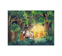 PieceRelax PieceClicks Plastic Jigsaw Puzzles for Adults 1000 Pieces Camping Cat Puzzle - Nyangsongi - Camping Holiday - 25.2 X 18.9 Inches, Forest Campfire Adventure Artwork [U1057]