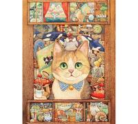 PieceRelax PieceClicks Plastic Jigsaw Puzzles for Adults 1000 Pieces Cat Art Puzzle Cotton Lion - Cat Art Studio - 25.2 x 18.9 Inches, Artistic Animal Illustration Jigsaw Puzzle [U1071]