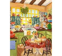 PieceRelax PieceClicks Plastic Jigsaw Puzzles for Adults 1000 Pieces Cozy Kitchen Interior Puzzle - Olivia Gibbs - Green Kitchen Sunlight - 25.2 X 18.9 Inches, Most Satisfying Table Games [U1093]