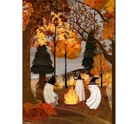 PieceRelax PieceClicks Plastic Jigsaw Puzzles for Adults 1000 Pieces Cute Ghost Puzzle Katherine Blower - Autumn Bonfire - 25.2 x 18.9 Inches, Autumn Village Jigsaw Puzzle [U1031]