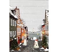 PieceRelax PieceClicks Plastic Jigsaw Puzzles for Adults 1000 Pieces - Katherine Blower - Snowy Harbor Town - 25.2 X 18.9 Inches, Most Satisfying Table Games, No Glue Needed [U1032]